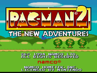 Pac-Man 2 The New Adventures title screen for Super Nintendo